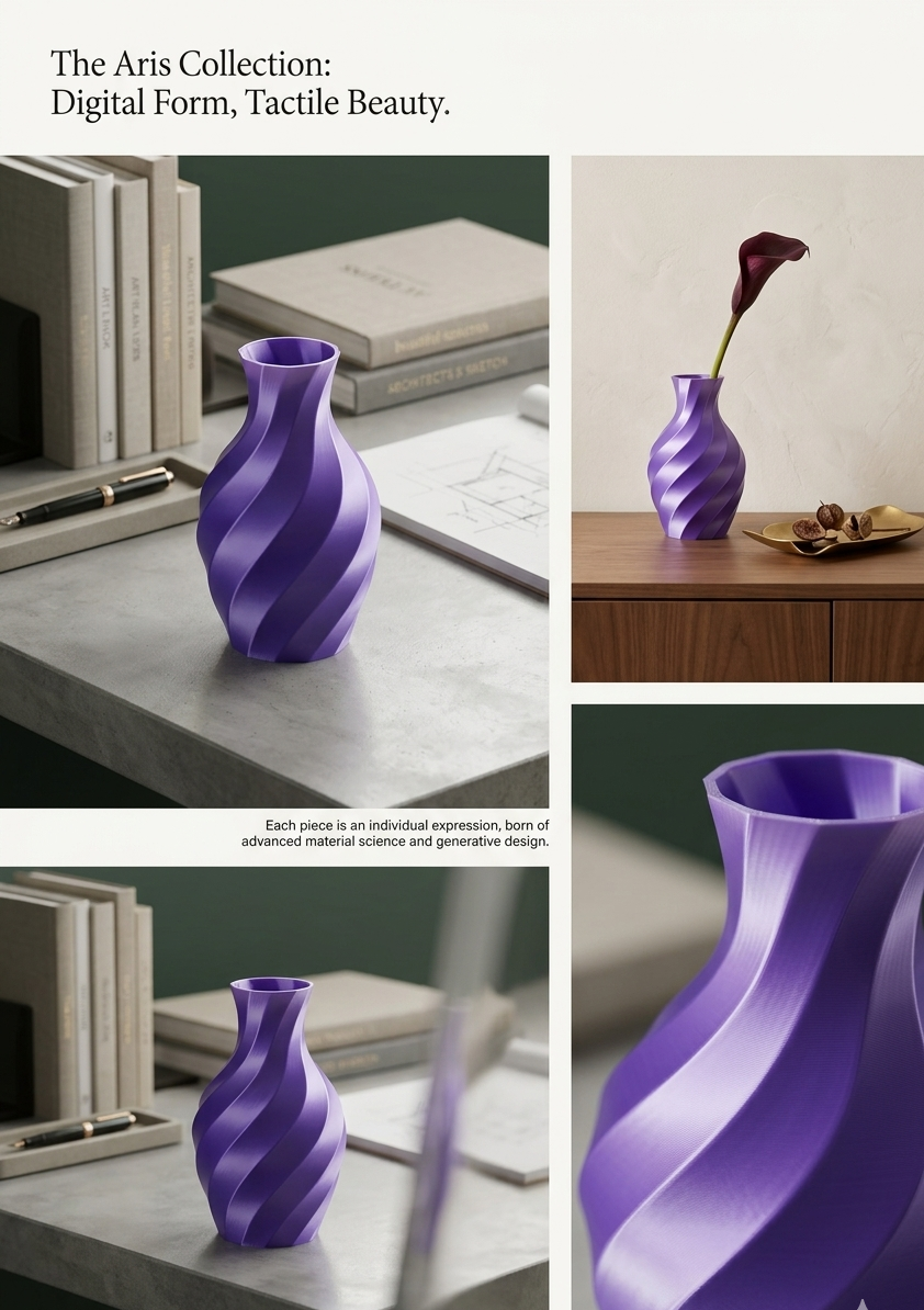 Aurora Twist Vase | Waveform Spiral Vase | Modern 3D Printed Home Décor Vase