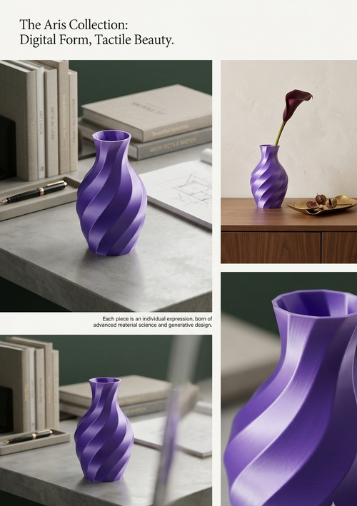 Aurora Twist Vase | Waveform Spiral Vase | Modern 3D Printed Home Décor Vase